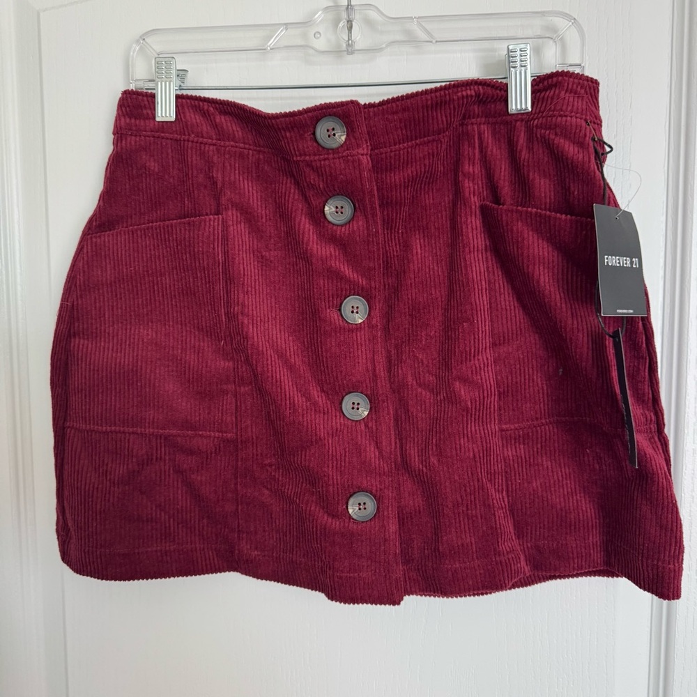 Forever 21 Burgundy Corduroy Mini Skirt